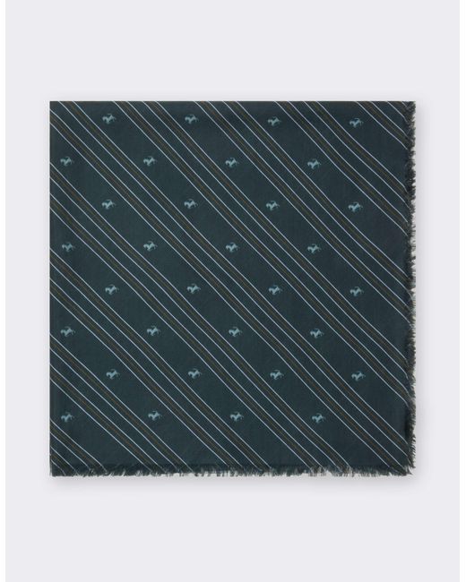 Ferrari Green Cotton And Silk Twill Scarf