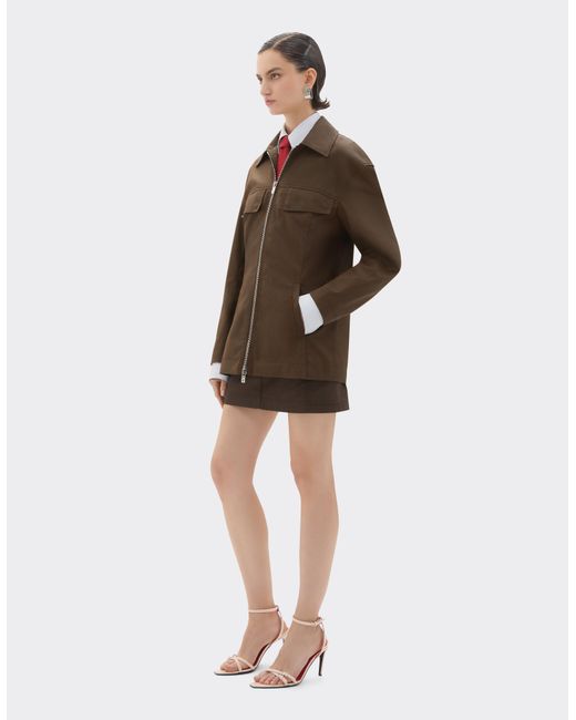 Ferrari Brown Technical Gabardine Jacket With A Vintage Effect