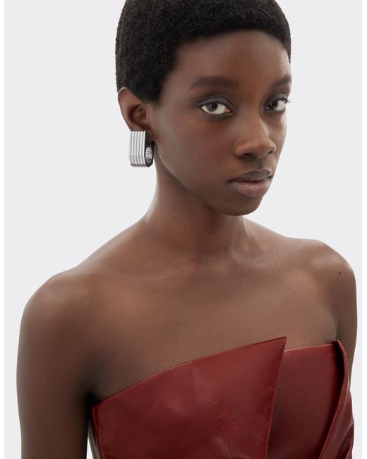 Ferrari White Textured Metal Earrings