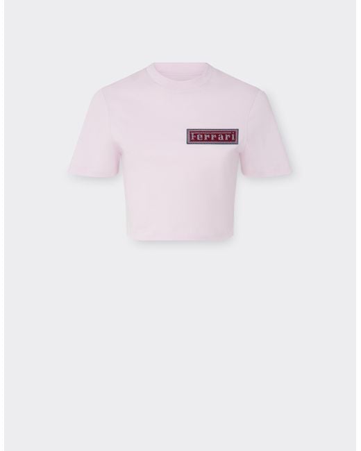Ferrari Pink Cropped T-Shirt With Patch