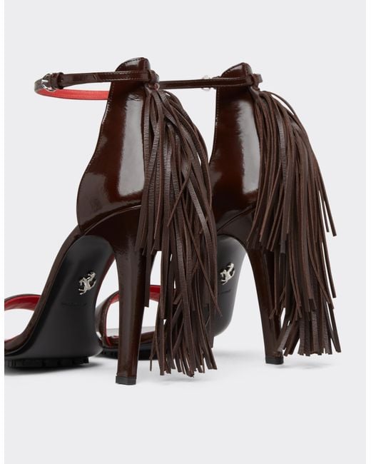 Ferrari White Leather Sandals With Fringing