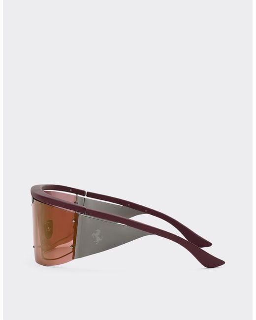 Ferrari Pink Limited Edition Metal And Leather Sunglasses With Dark Redlens