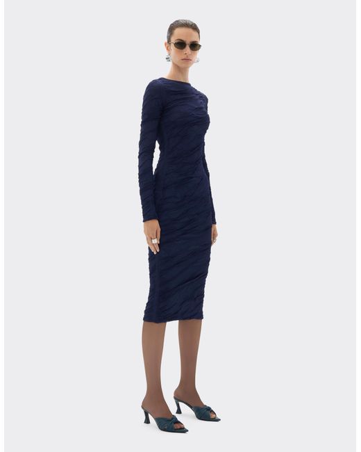 Ferrari Blue Wool And Cotton Knit Dress