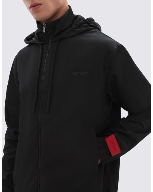 Ferrari Black Nylon Windbreaker Jacket