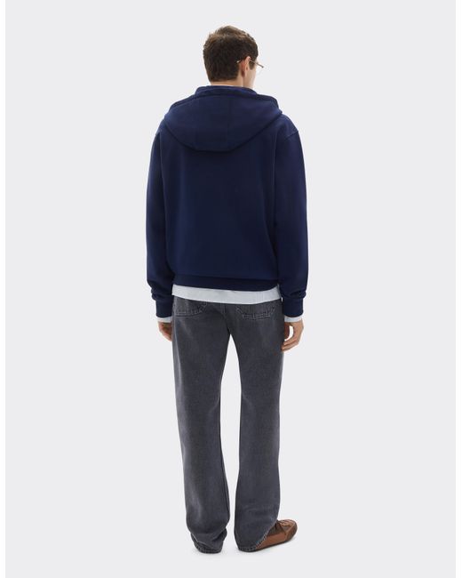 Ferrari Blue Cotton Sweatshirt With Zip And Patch for men
