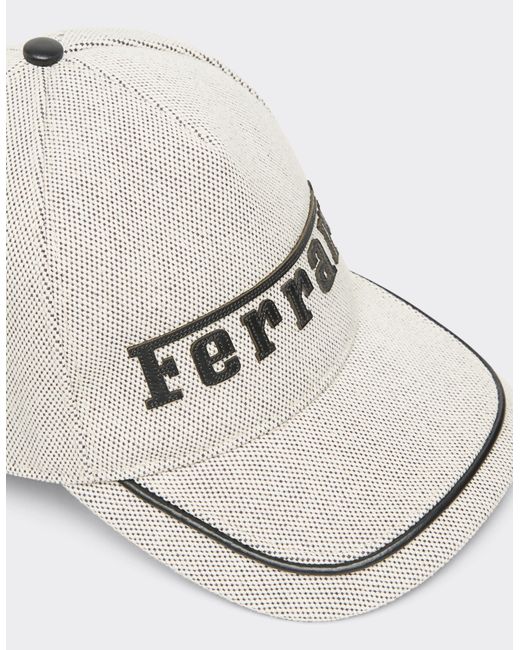 Ferrari White Baseballkappe Mit Gesticktem -Logo Und Lederdetails