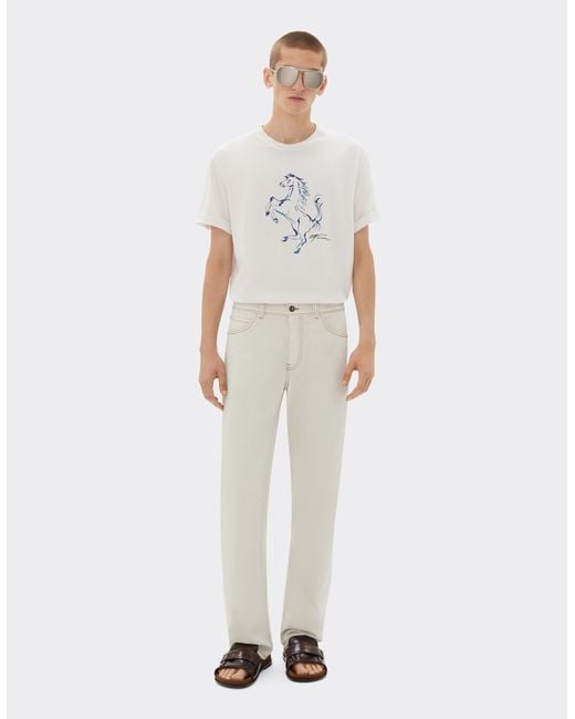 Ferrari White Five-Pocket Denim Trousers for men