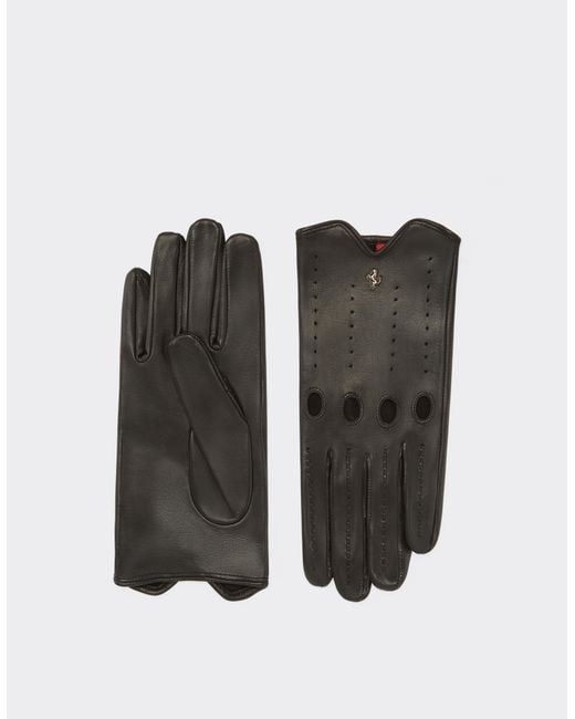 Ferrari Black Nappa Leather Driving Gloves
