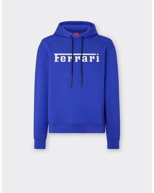 Ferrari Blue Scuba Knit Sweatshirt With Contrasting Logo