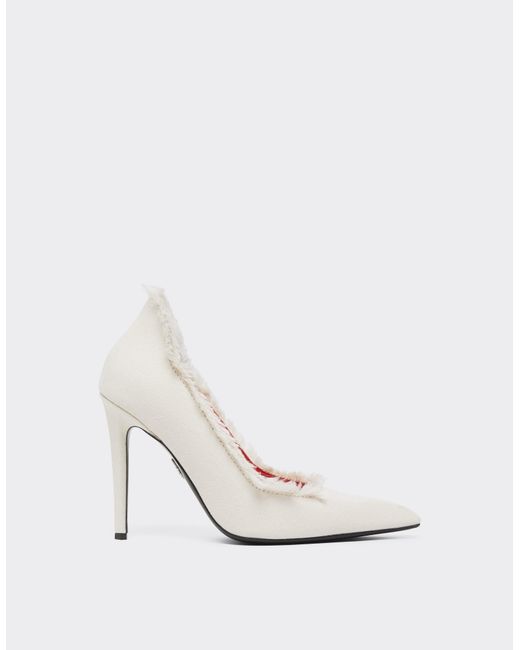 Ferrari White Canvas Pumps