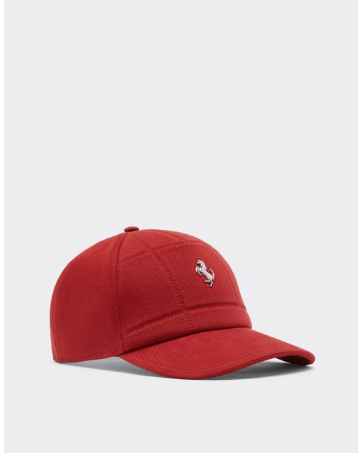 Ferrari Red Cotton Baseball Cap With Prancing Horse