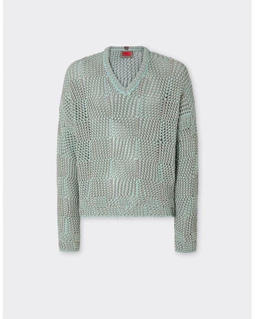Ferrari Blue 3D Cotton Sweater for men