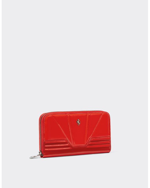 Ferrari Red Patent Leather Wallet With Zip