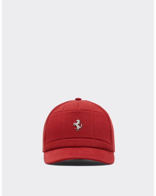 Ferrari Red Cotton Baseball Cap With Prancing Horse