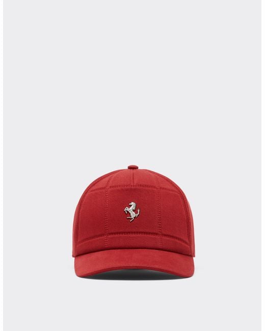 Ferrari Red Cotton Baseball Cap With Prancing Horse