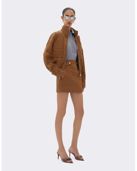 Ferrari Brown Recycled Gabardine Skirt With Water-Repellent Finish
