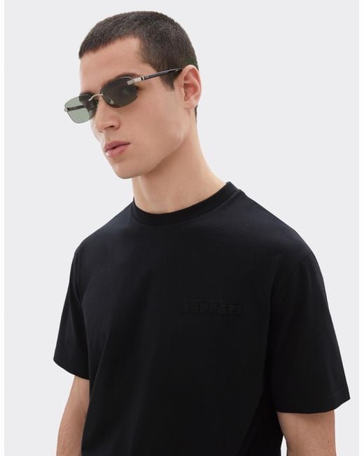 Ferrari Black Cotton T-Shirt With Logo for men