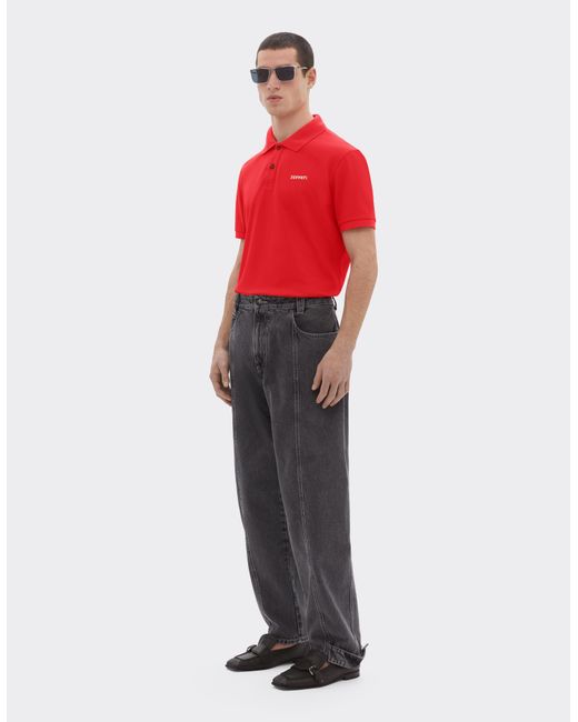 Ferrari Red Cotton Polo Shirt With Logo for men