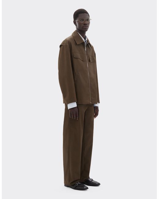 Ferrari Brown Technical Gabardine Jacket With A Vintage Effect for men