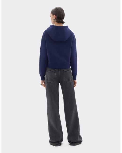 Ferrari Blue Hooded Sweatshirt With Embroidery