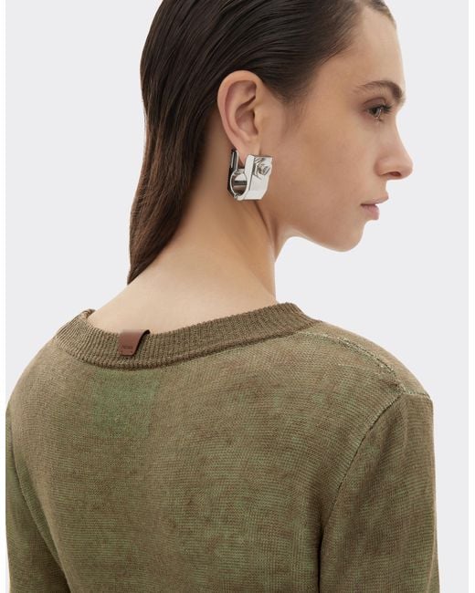 Ferrari Green Linen Cashmere And Silk Turtleneck Sweater
