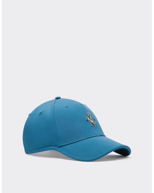 Ferrari Blue Baseball Cap With Metal Prancing Horse