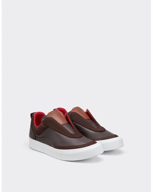 Ferrari White Nappa Leather And Suede Slip-On Sneaker for men