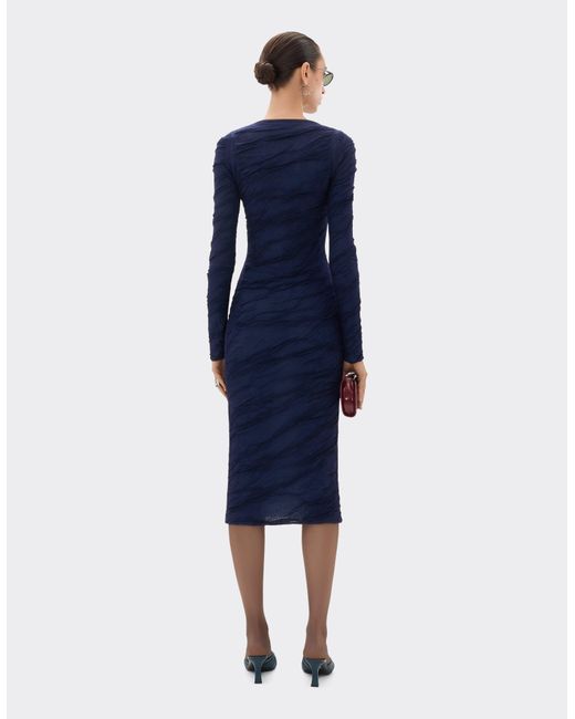 Ferrari Blue Wool And Cotton Knit Dress