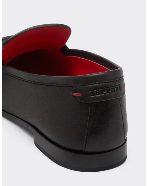 Ferrari White Buffered Leather Loafers for men