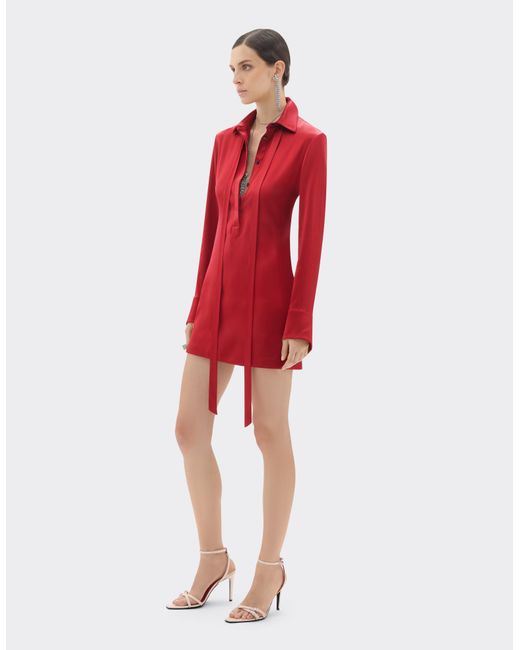 Ferrari Red Stretch Satin Mini Dress