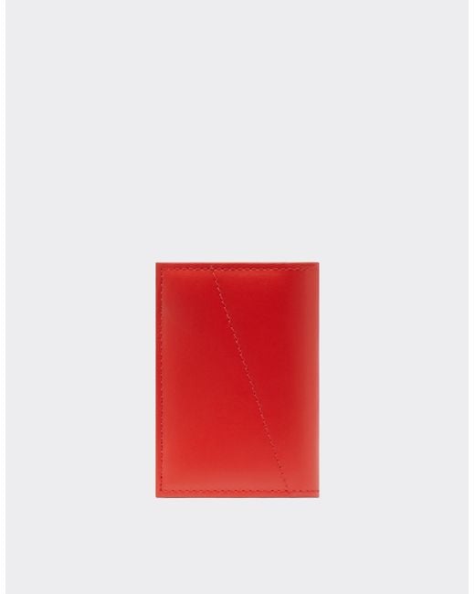 Ferrari Red Leather Card Case With Prancing Horse