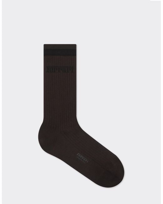 Ferrari Black Long Cotton Socks With Logo