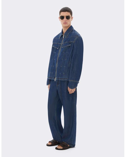 Ferrari Blue Denim Jacket With 7X7 Check for men