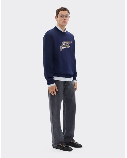 Ferrari Blue Cotton Sweatshirt With Patch for men