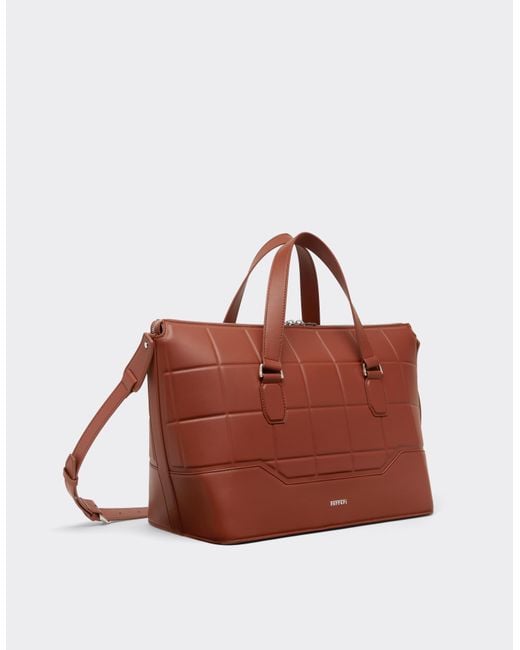 Ferrari Brown Leather Duffle Bag for men