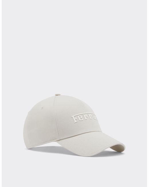 Ferrari White Baseball Cap With Rubberized Logo