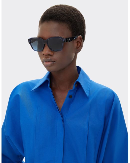 Gafas De Sol De Acetato Azul A Rayas Con Cristales Azules Degradados Polarizados Ferrari de color Blue