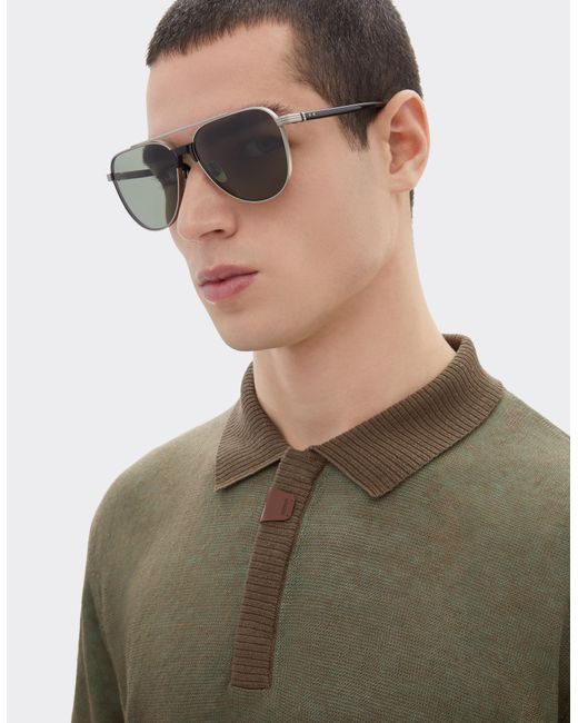 Ferrari Green Linen, Cashmere, And Silk Polo Shirt for men