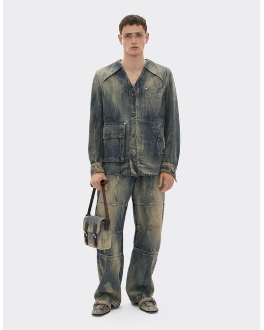 Ferrari Multicolor Acid-Washed Denim Shirt for men