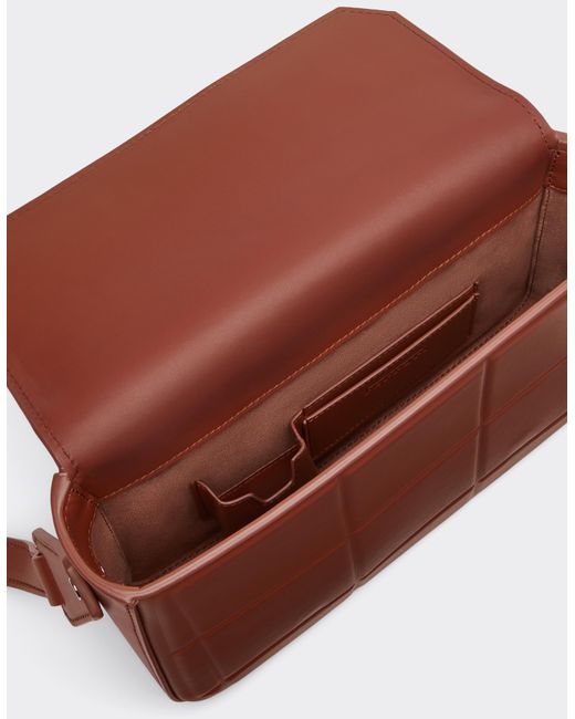 Ferrari Brown Leather Messenger Bag for men