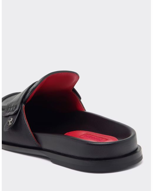 Ferrari White Leather Clog With Prancing Horse for men
