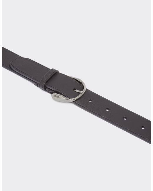 Ferrari Gray Leather Belt With Prancing Horse Detail