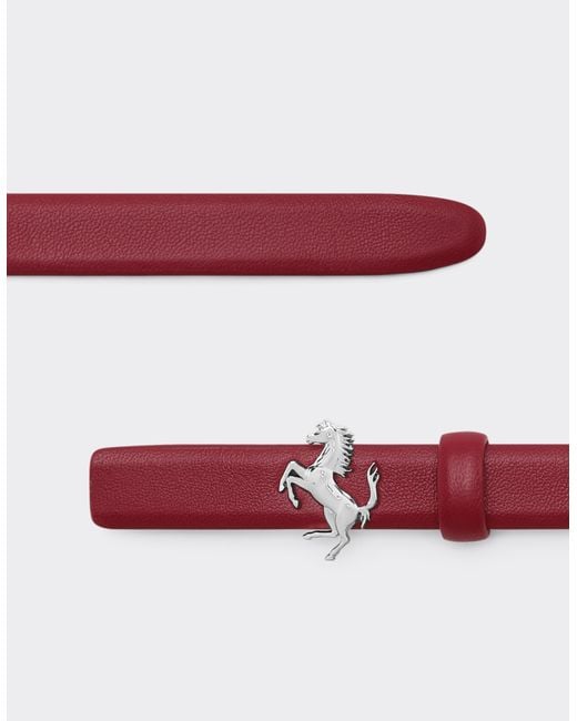 Ferrari Red Thin Nappa Leather Belt