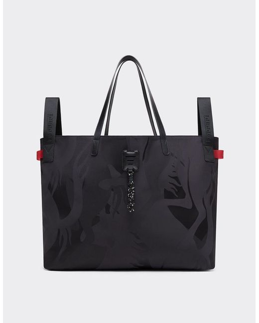 Ferrari Black Prancing Horse Camouflage Nylon Shopper Bag