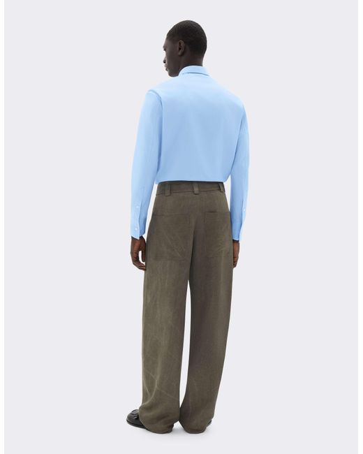 Ferrari Blue Cotton Poplin Shirt With Embroidery for men