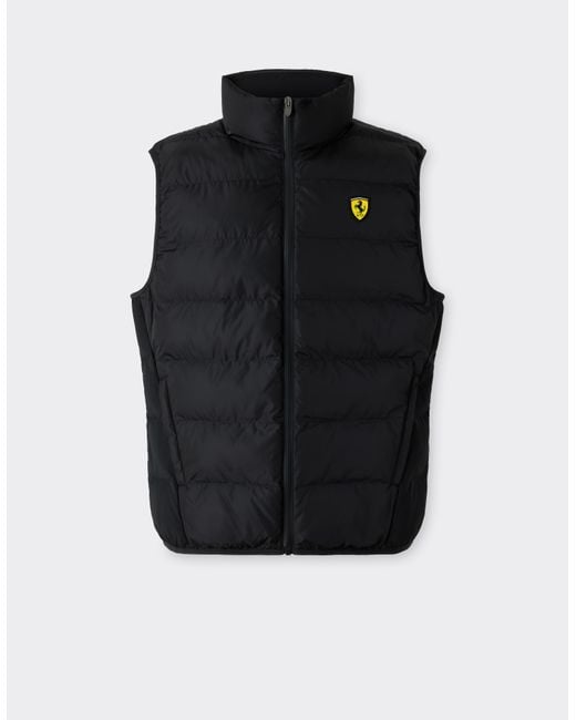 Ferrari Black Quilted Nylon Vest With Scudetto for men