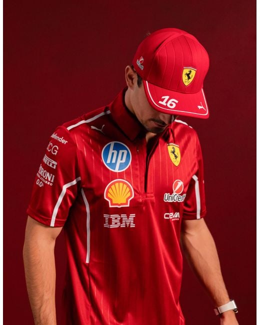 Ferrari Red Puma For Scuderia Hp 2025 Leclerc Baseball Cap