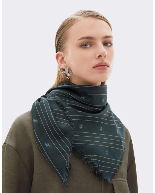 Ferrari Green Cotton And Silk Twill Scarf