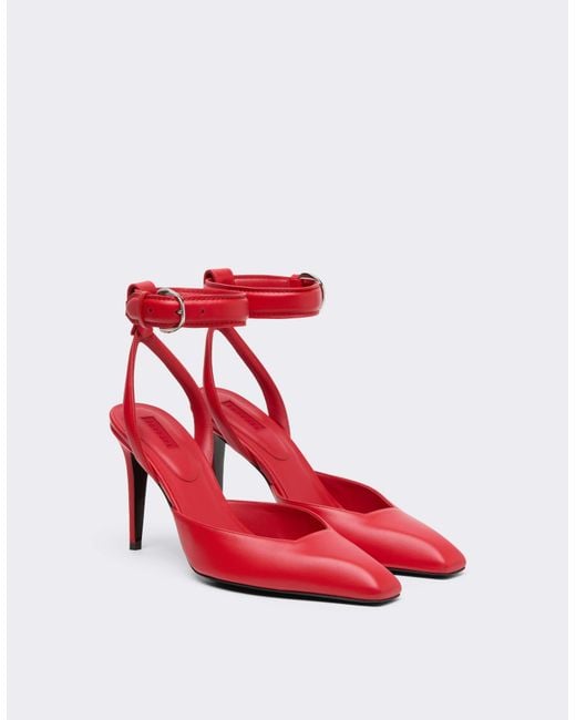 Ferrari Red Leather Heeled Sandal