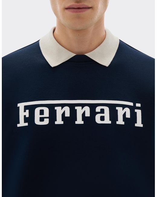 Ferrari Blue Scuba Sweatshirt With Logo for men